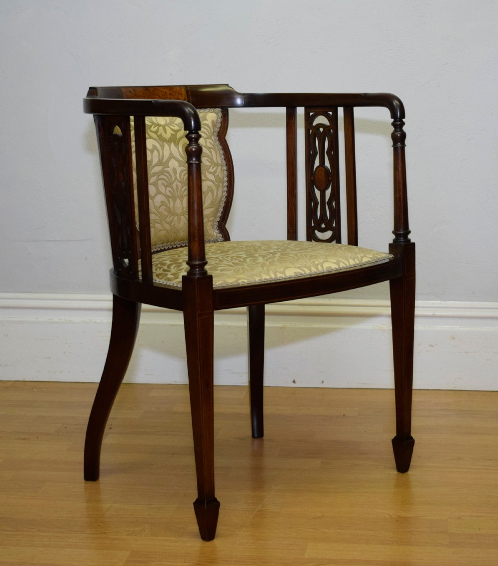 Antique Edwardian Inlaid Tub Chair View IV