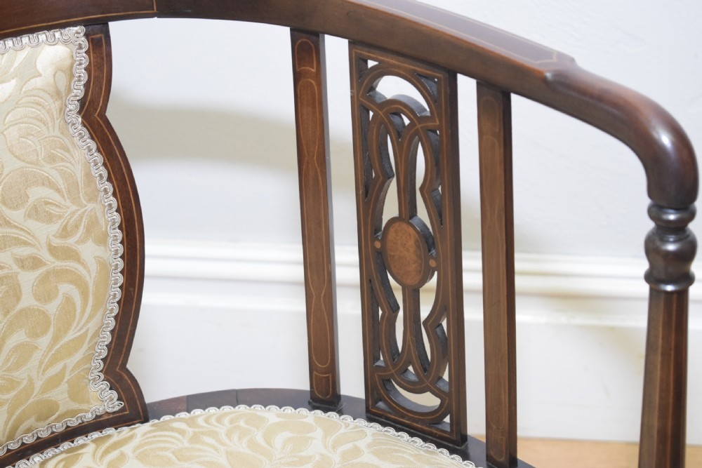 Antique Edwardian Inlaid Tub Chair View VIII