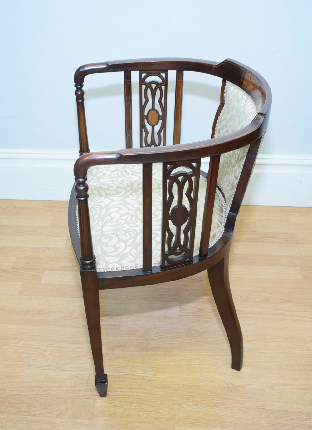 Antique Edwardian Inlaid Tub Chair View XI