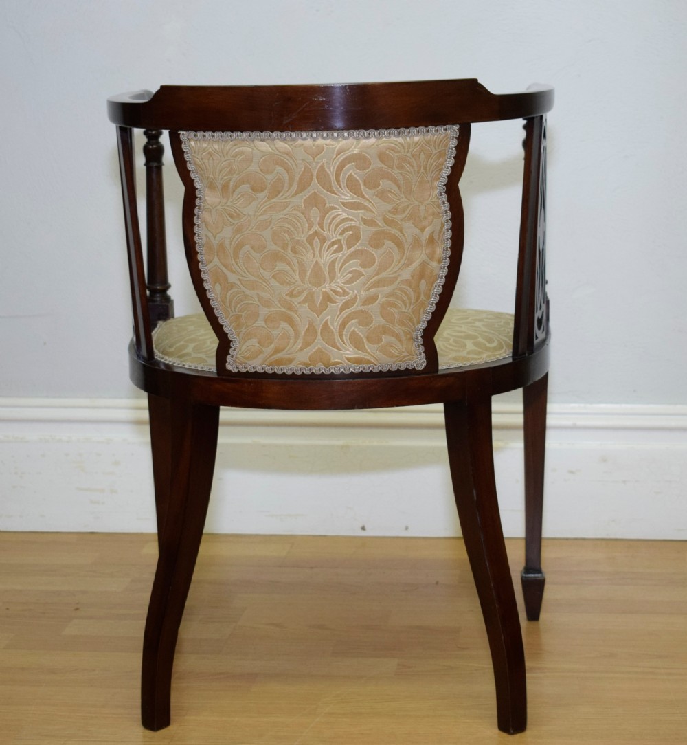 Antique Edwardian Inlaid Tub Chair View XII
