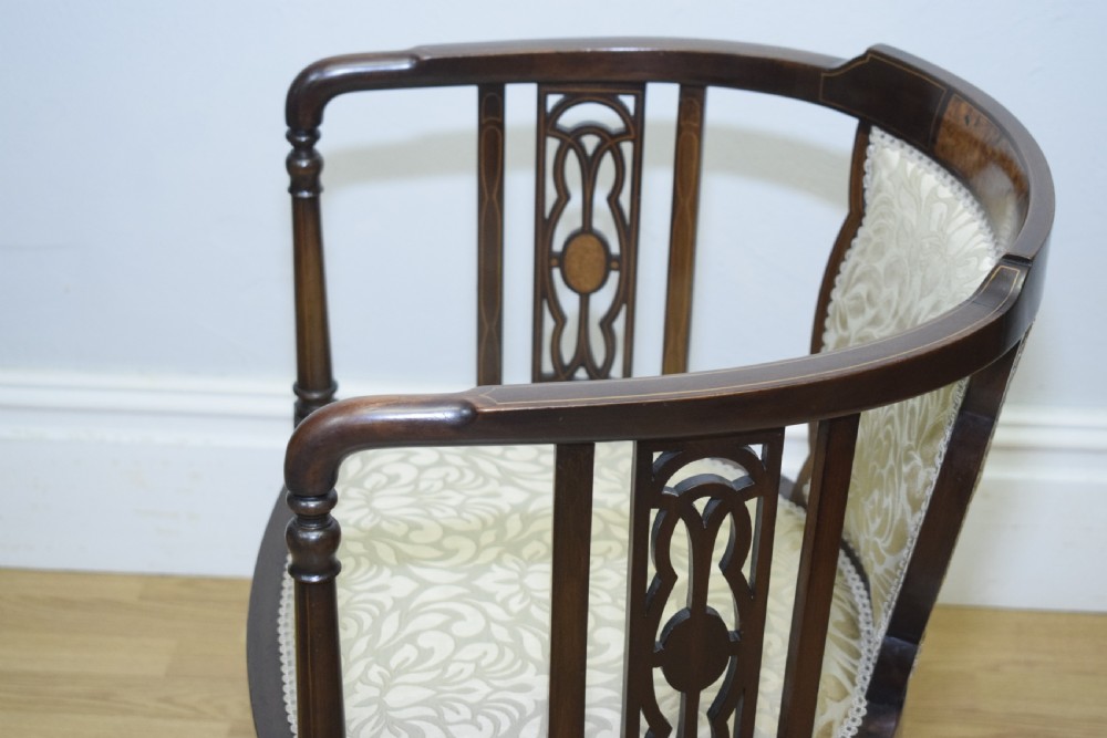 Antique Edwardian Inlaid Tub Chair View XIII
