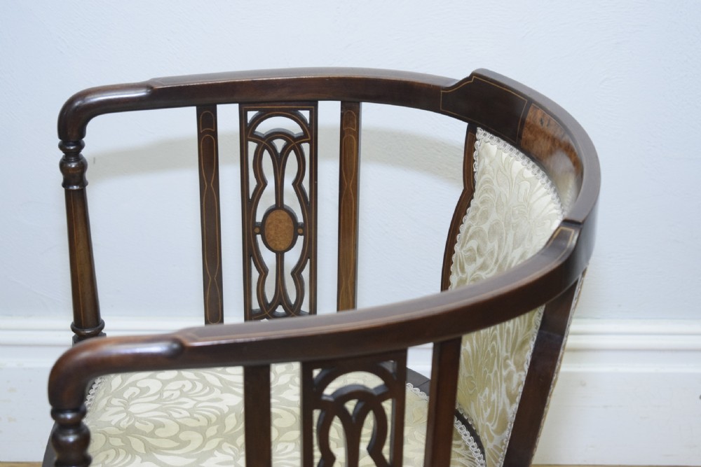 Antique Edwardian Inlaid Tub Chair View XIV