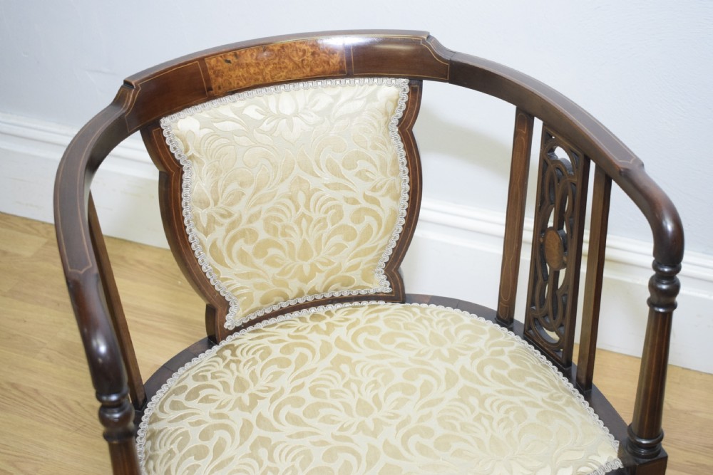 Antique Edwardian Inlaid Tub Chair View XVI