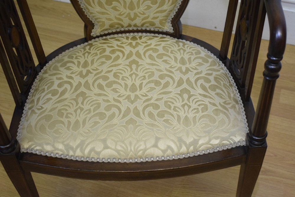 Antique Edwardian Inlaid Tub Chair View XVII