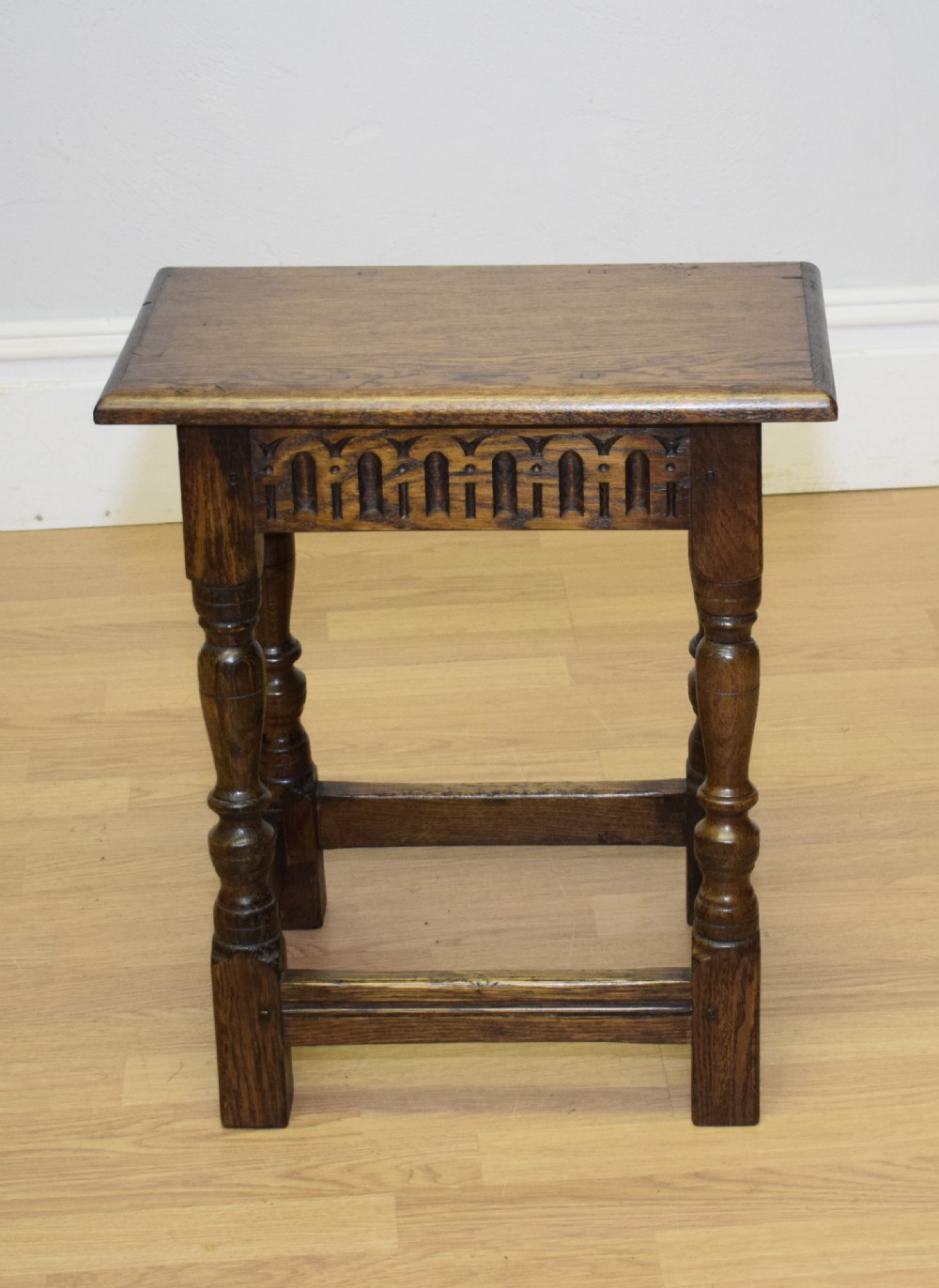 Early 20th Century Oak Joint Stool View II