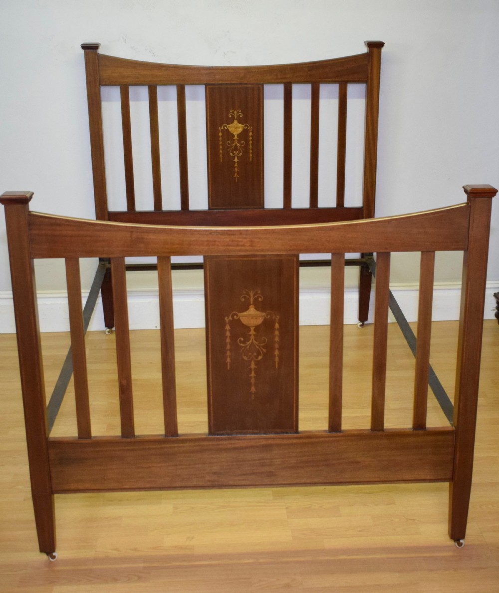 Antique Edwardian Inlaid & Marquetry Bed