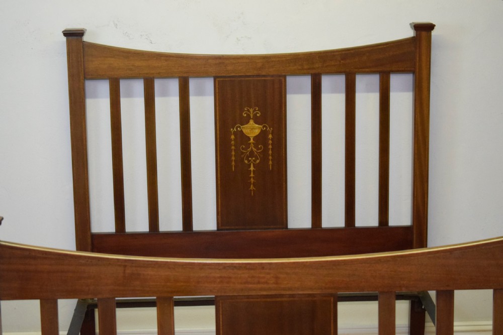Antique Edwardian Inlaid & Marquetry Bed View III