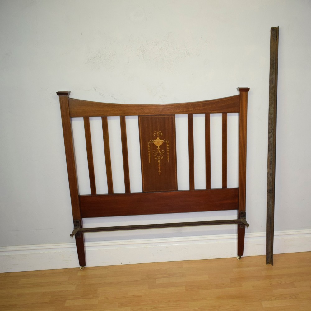 Antique Edwardian Inlaid & Marquetry Bed View VI