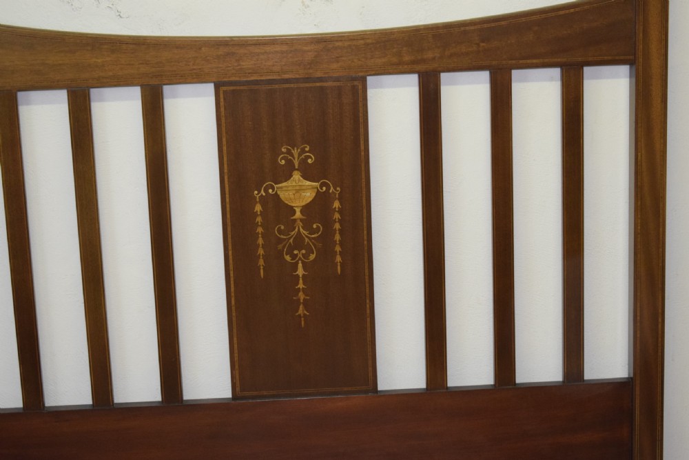 Antique Edwardian Inlaid & Marquetry Bed View VII