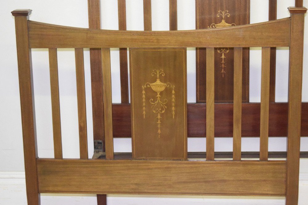 Antique Edwardian Inlaid & Marquetry Bed View IX