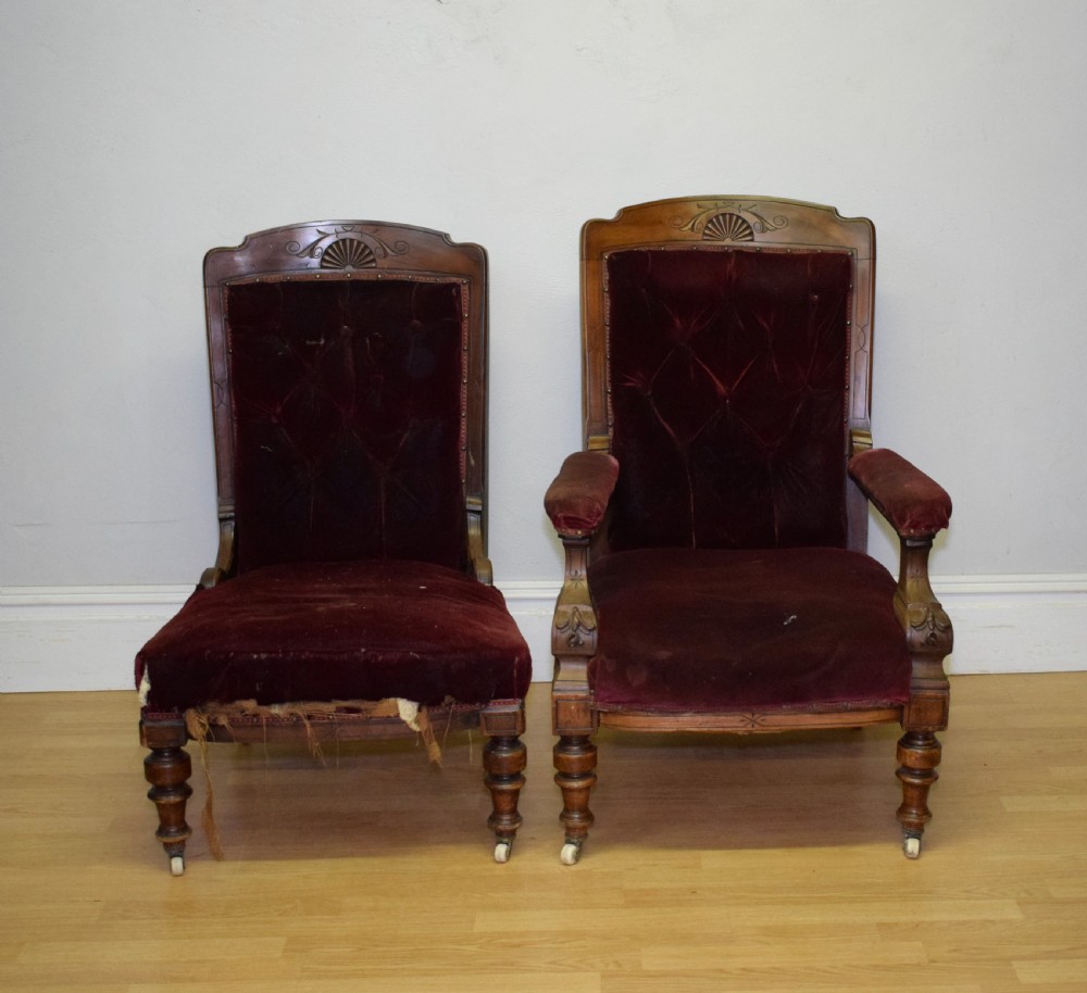 Antique Victorian Lady's & Gent's Chairs