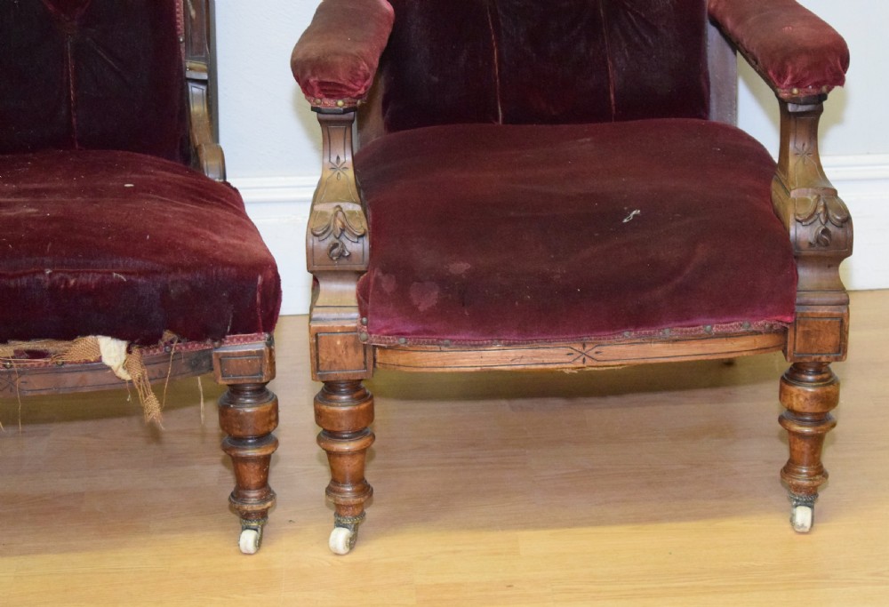 Antique Victorian Lady's & Gent's Chairs View VIII
