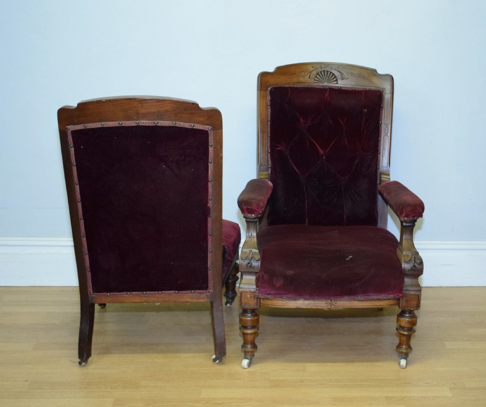 Antique Victorian Lady's & Gent's Chairs View XIV