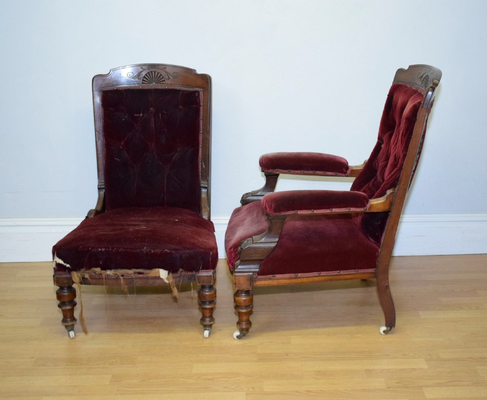 Antique Victorian Lady's & Gent's Chairs View XV