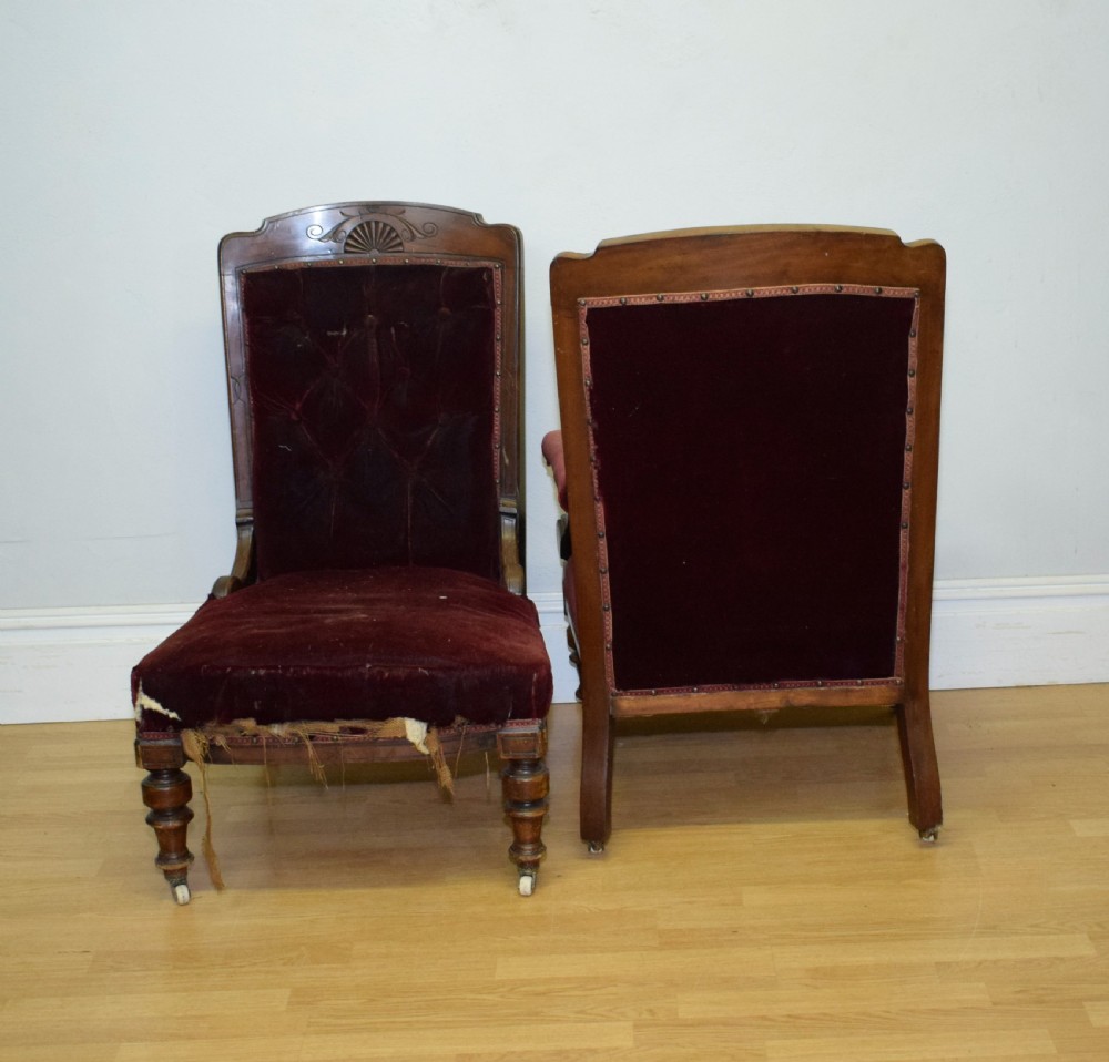 Antique Victorian Lady's & Gent's Chairs View XVI