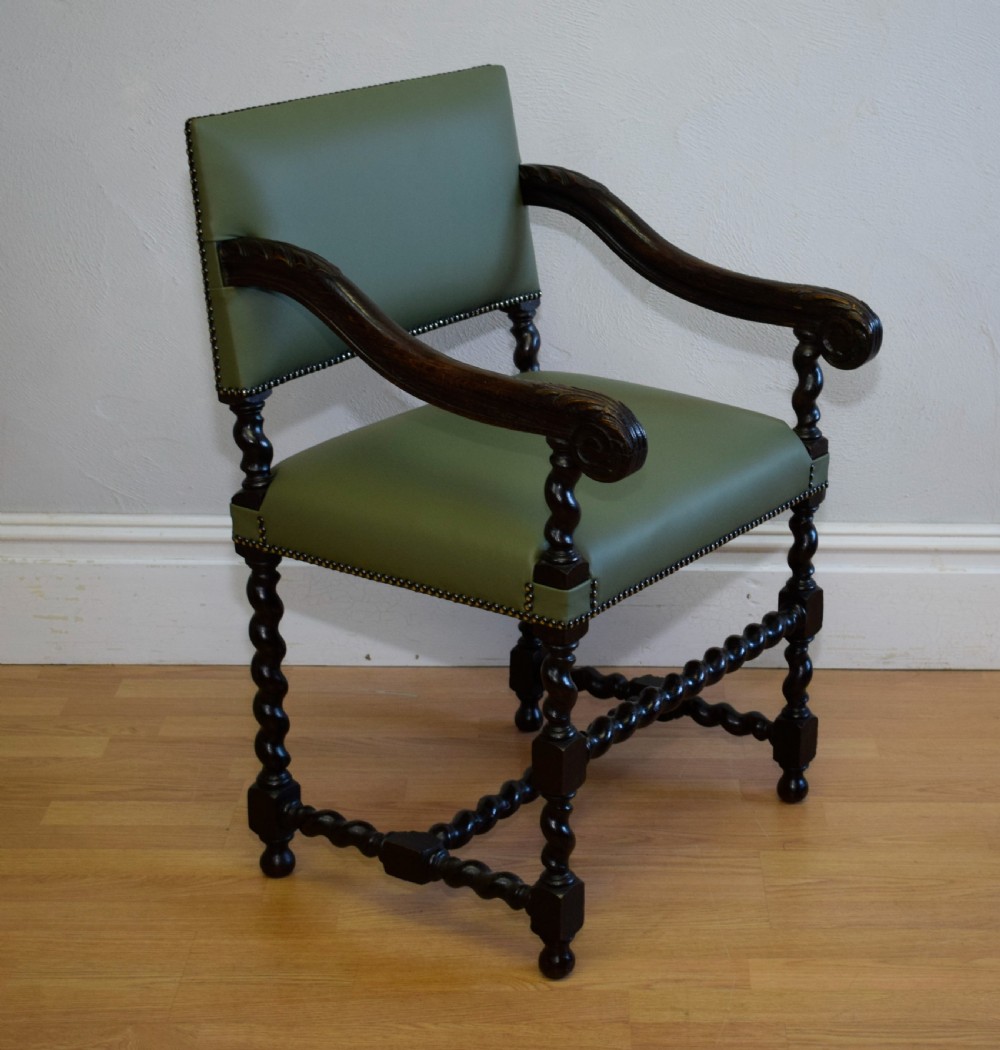 Antique Carved Oak Library Chair  View II