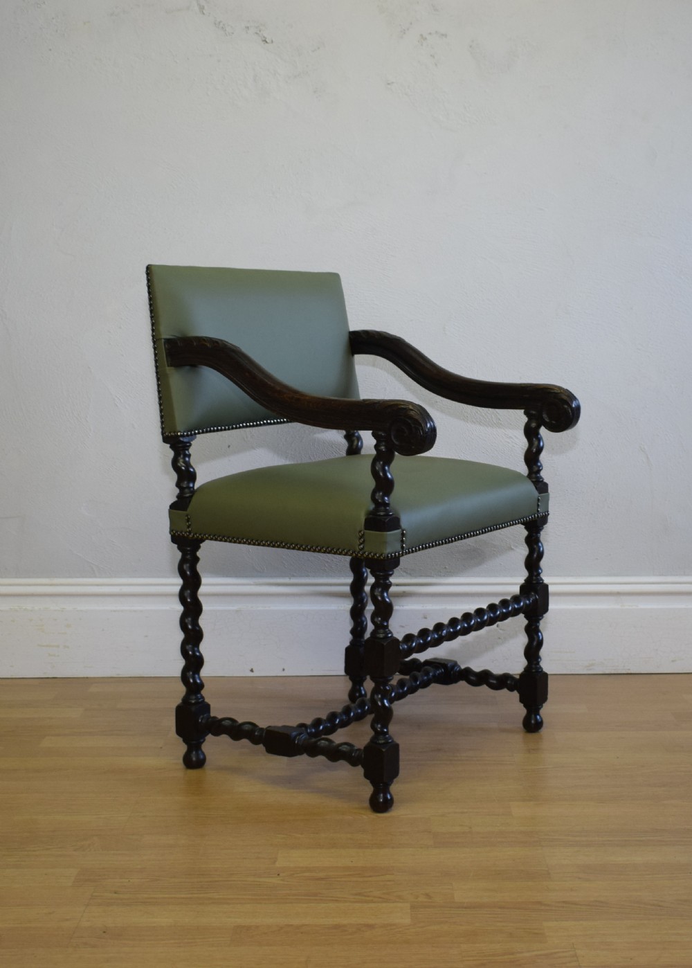 Antique Carved Oak Library Chair  View IV