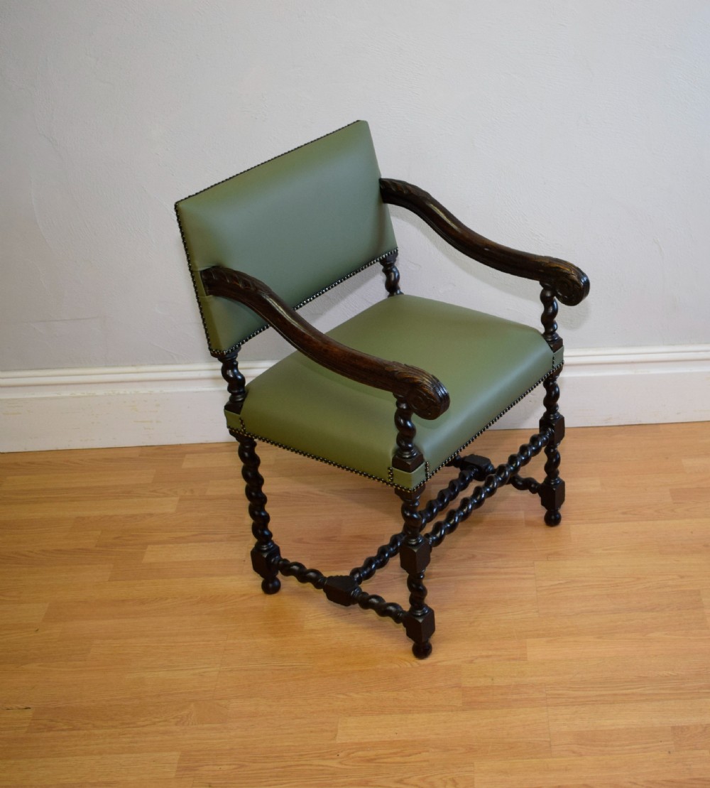 Antique Carved Oak Library Chair  View V