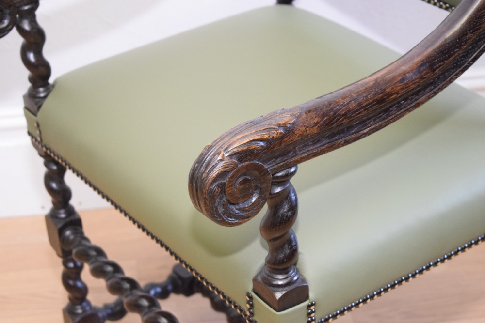 Antique Carved Oak Library Chair  View IX
