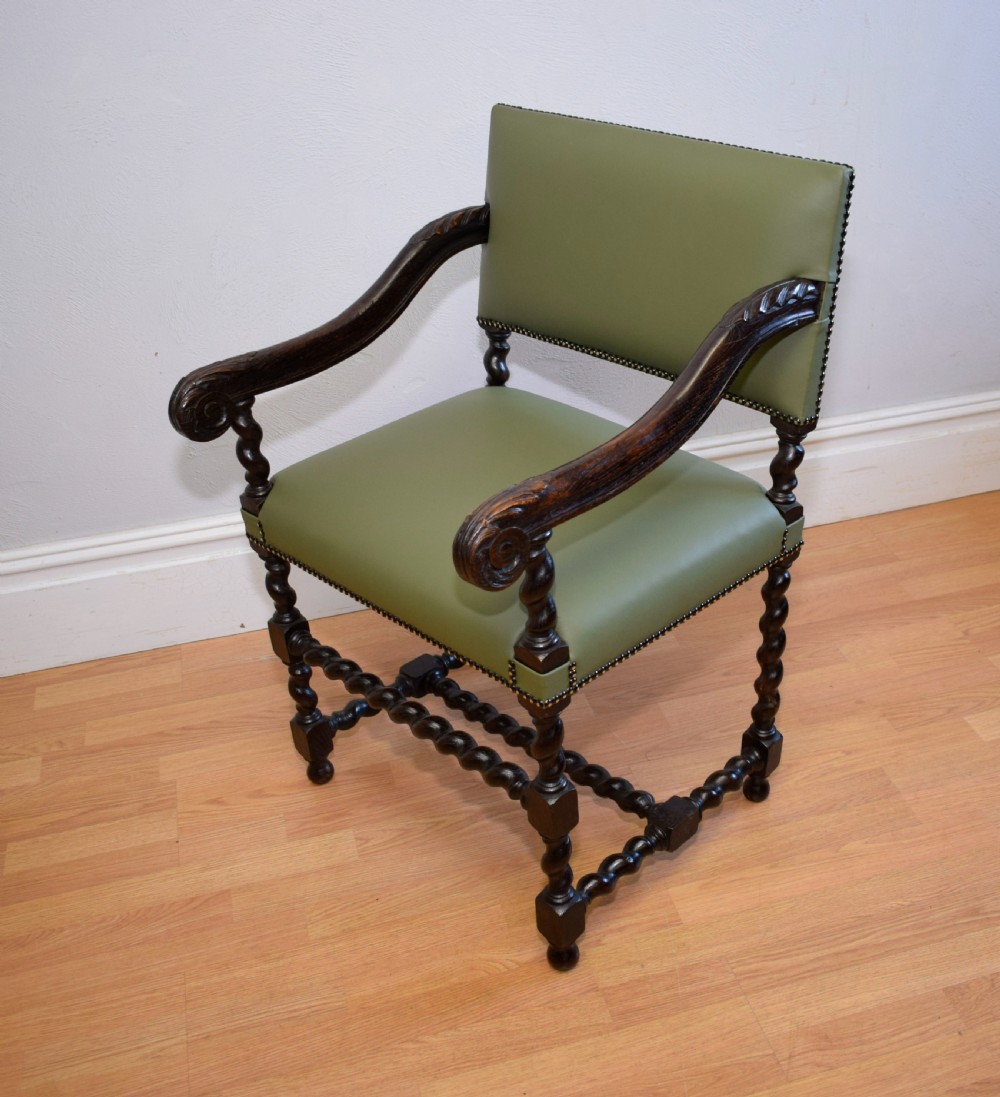 Antique Carved Oak Library Chair  View X