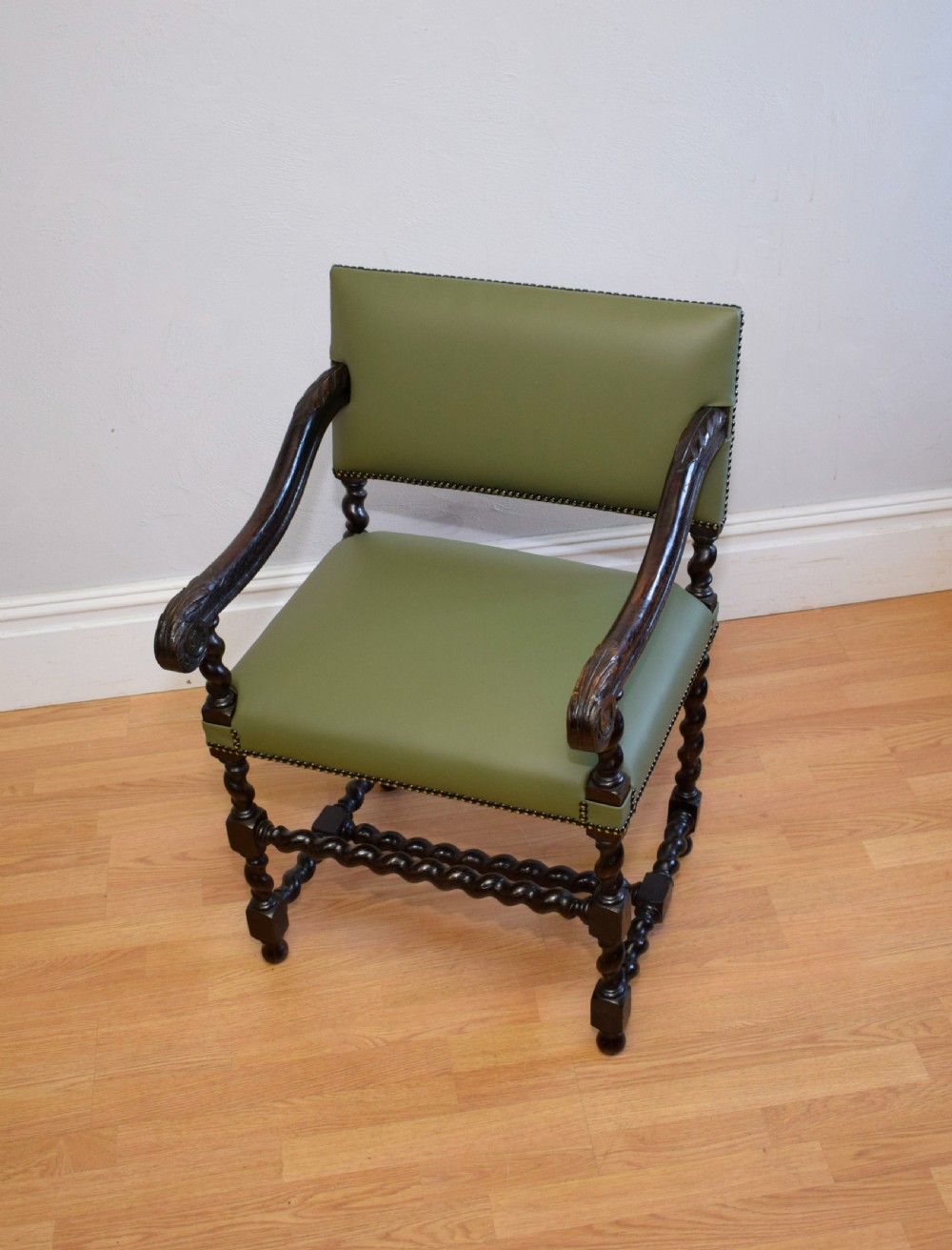 Antique Carved Oak Library Chair  View XI