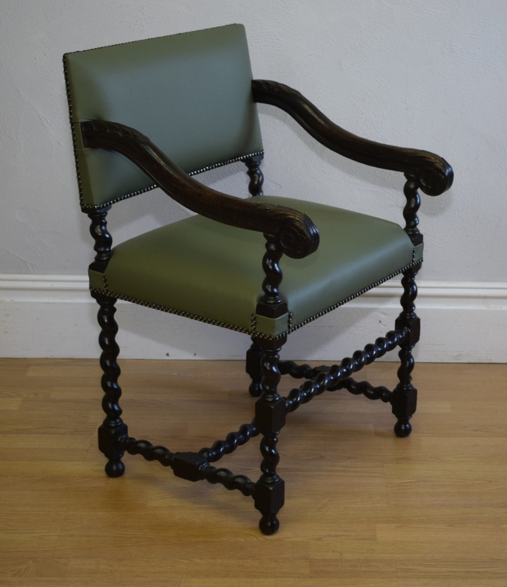 Antique Carved Oak Library Chair 