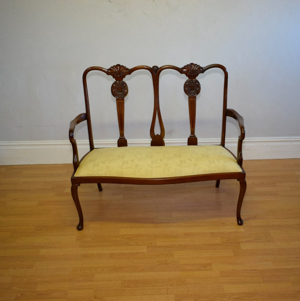Antique Queen Anne Inlaid Couch View II