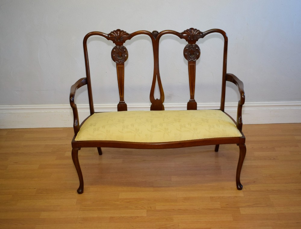 Antique Queen Anne Inlaid Couch View III
