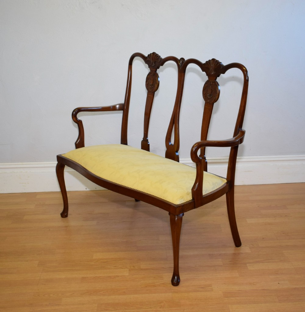 Antique Queen Anne Inlaid Couch View XV