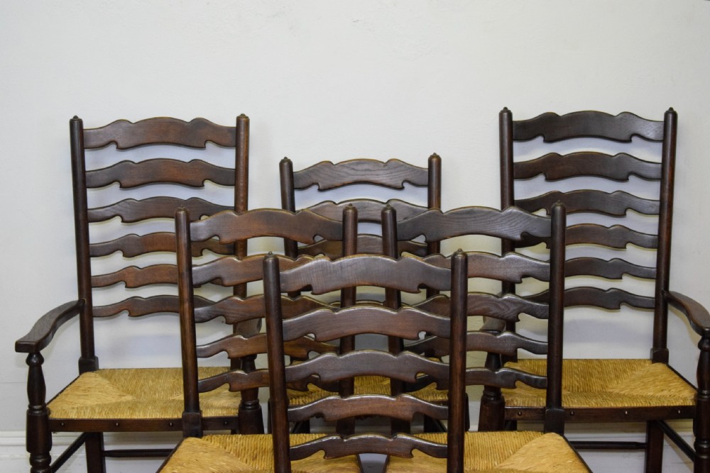  6 Oak Ladder Back Dining Chairs View IV
