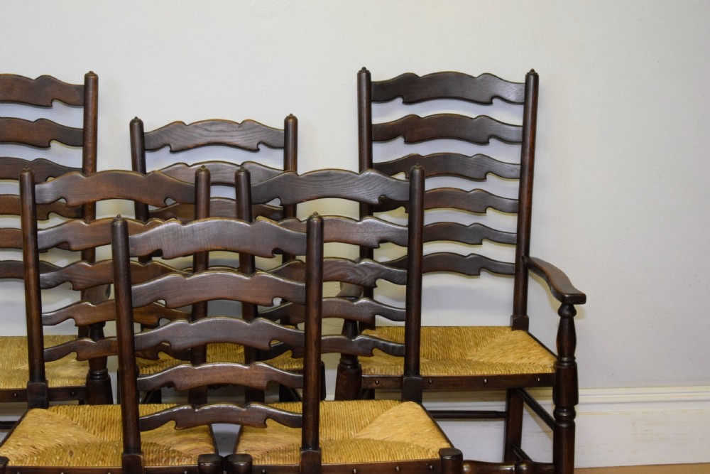  6 Oak Ladder Back Dining Chairs View V