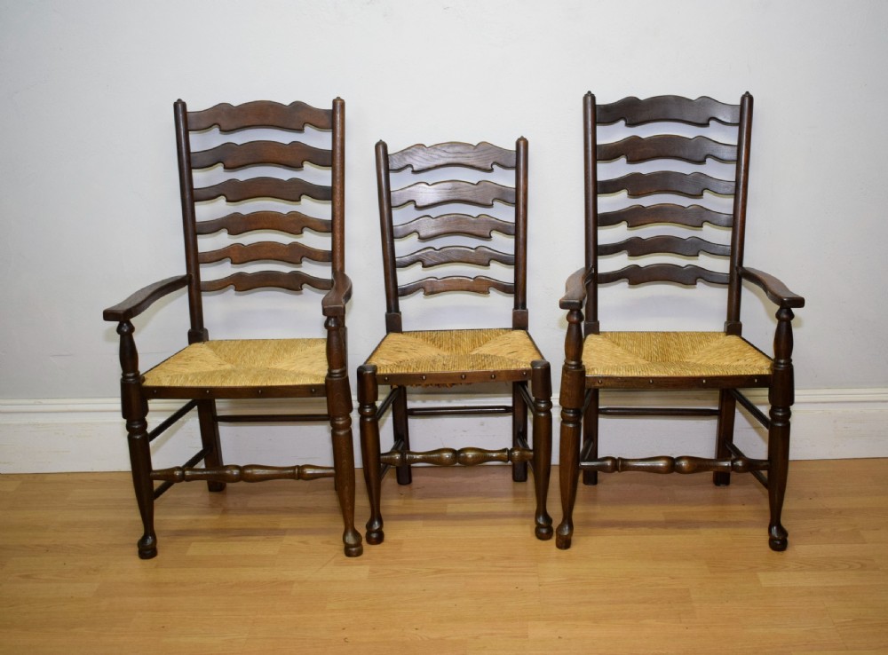  6 Oak Ladder Back Dining Chairs View VII