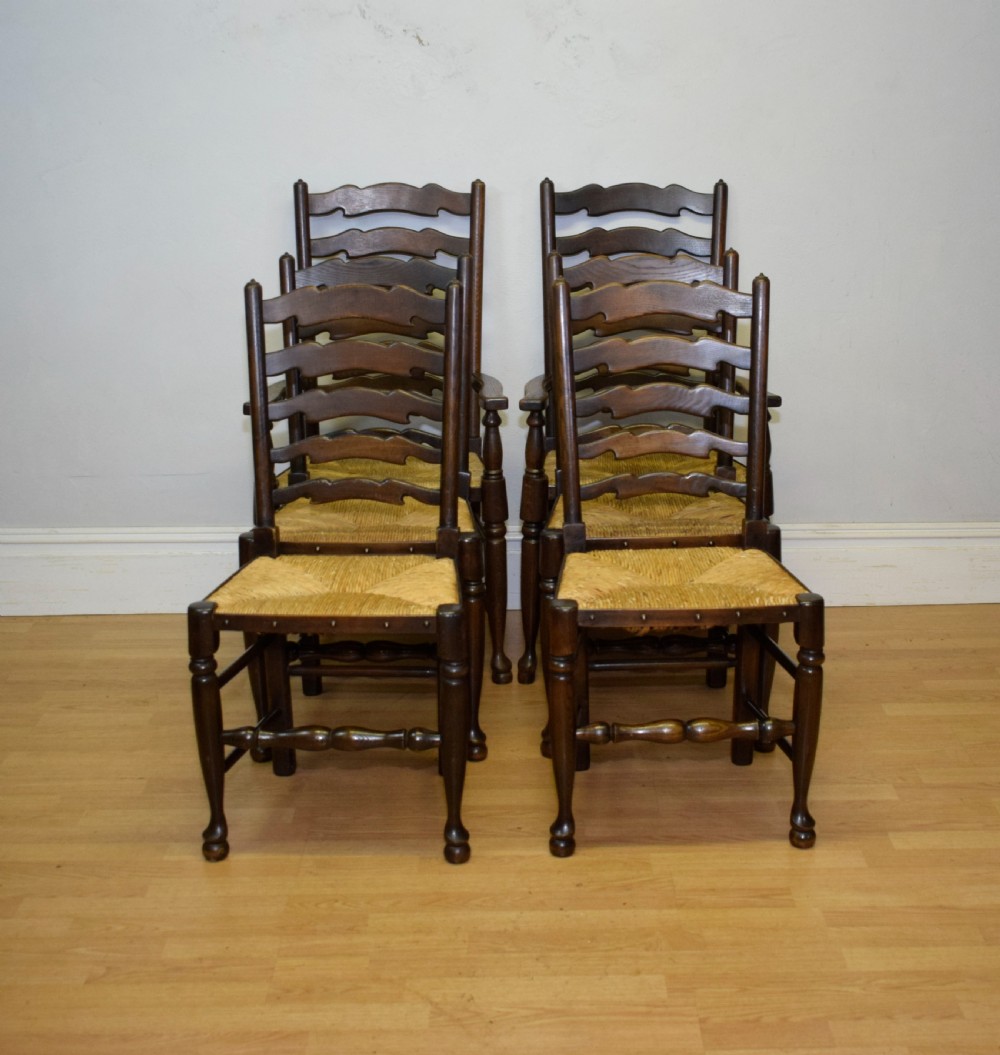  6 Oak Ladder Back Dining Chairs View VIII