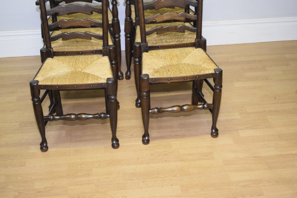  6 Oak Ladder Back Dining Chairs View X