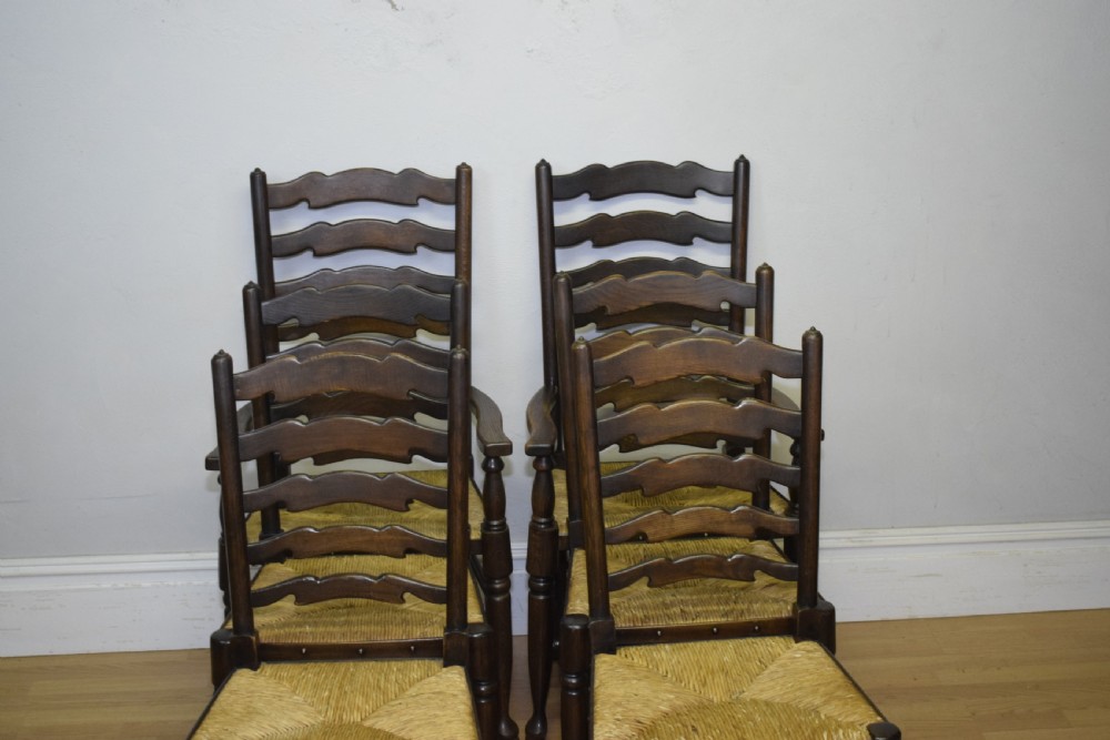  6 Oak Ladder Back Dining Chairs View XI