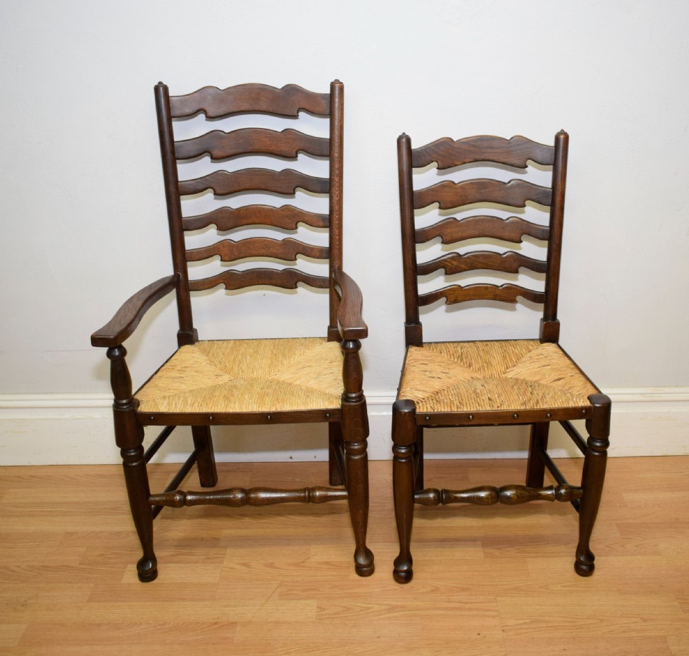  6 Oak Ladder Back Dining Chairs View XIV