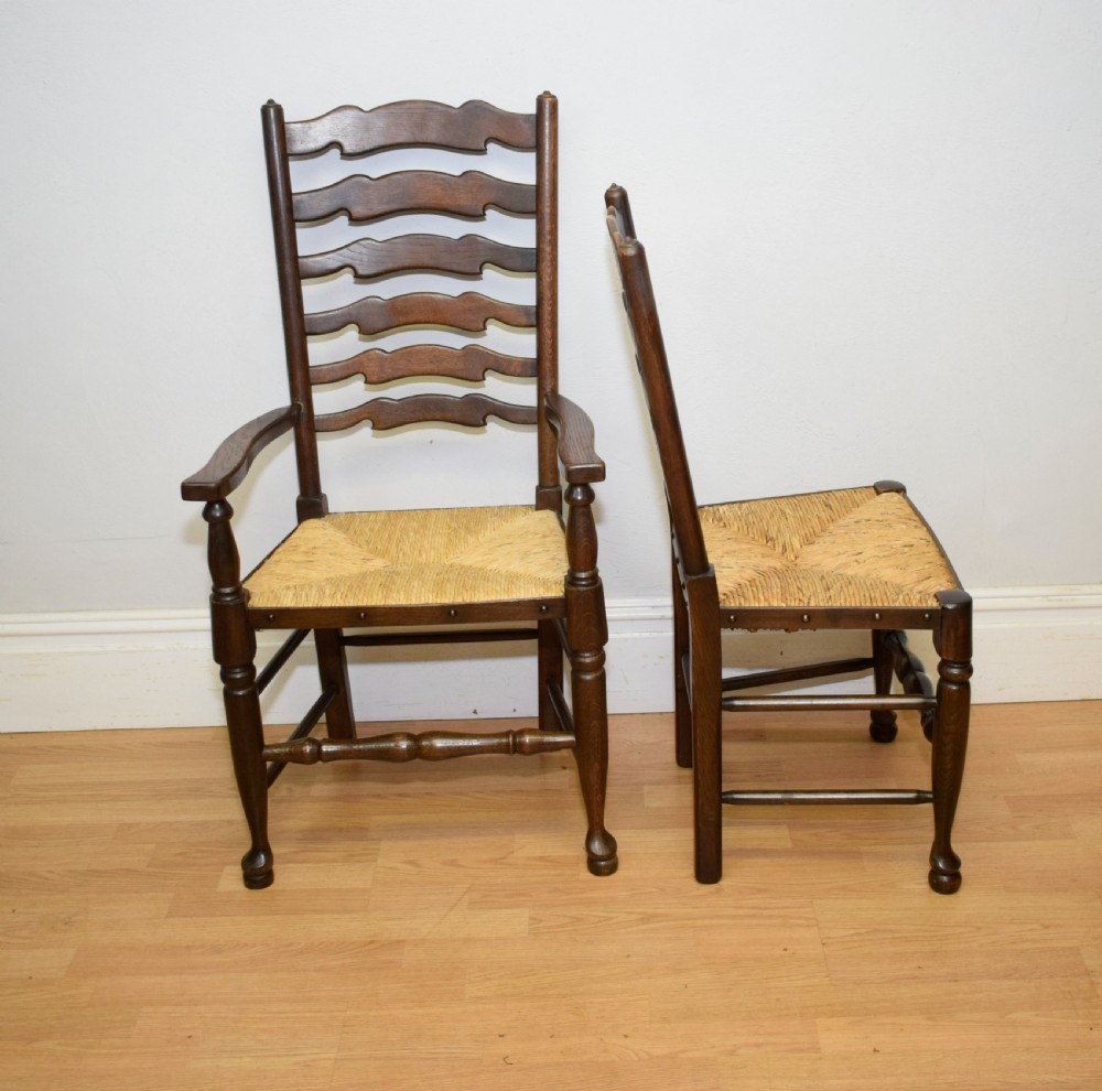  6 Oak Ladder Back Dining Chairs View XV