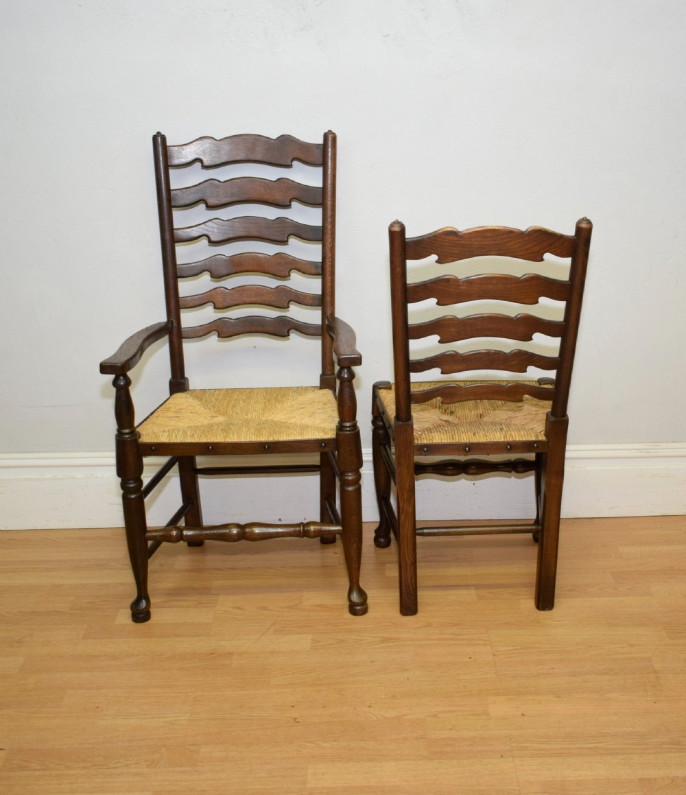  6 Oak Ladder Back Dining Chairs View XVI