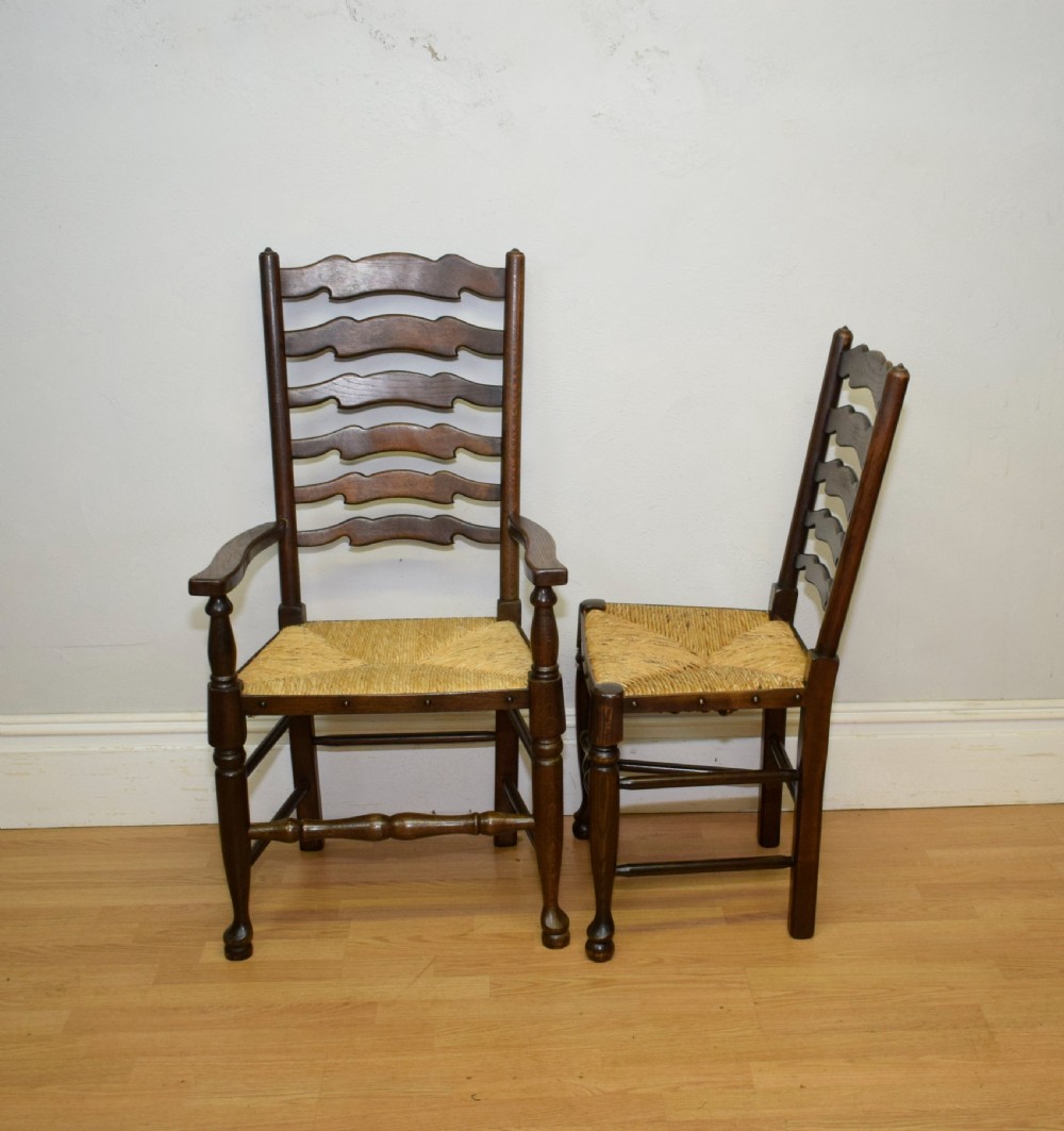  6 Oak Ladder Back Dining Chairs View XVII
