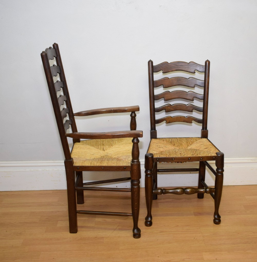  6 Oak Ladder Back Dining Chairs View XIX