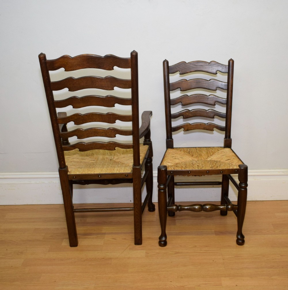  6 Oak Ladder Back Dining Chairs View XX
