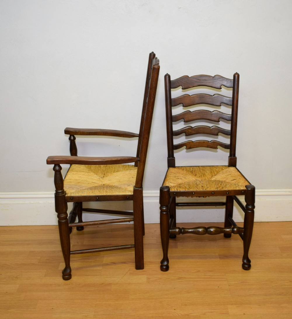  6 Oak Ladder Back Dining Chairs View XXI