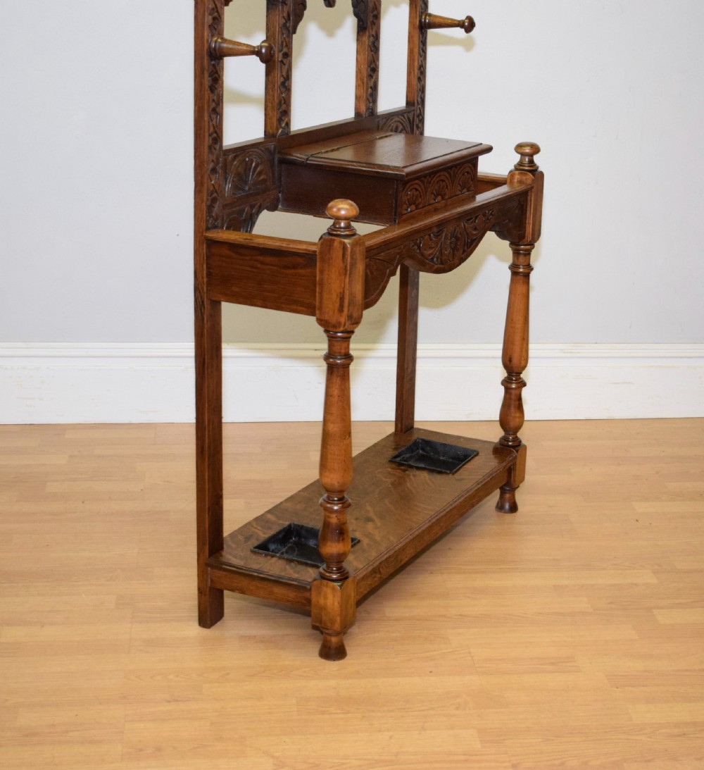 Antique Victorian Carved Oak Hall Stand View III