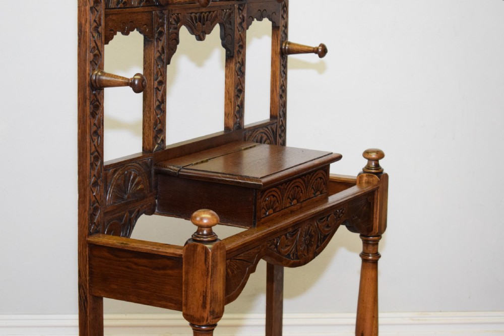 Antique Victorian Carved Oak Hall Stand View VI