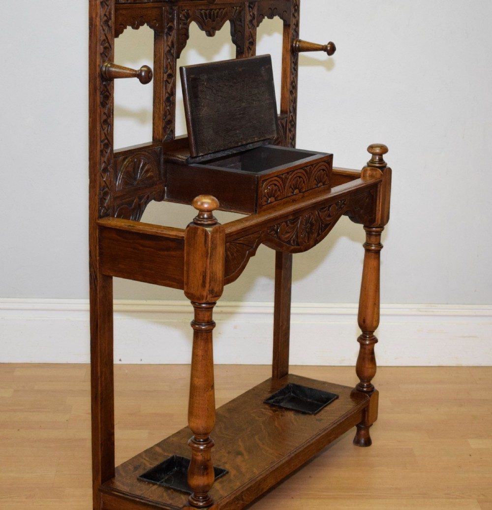 Antique Victorian Carved Oak Hall Stand View VII