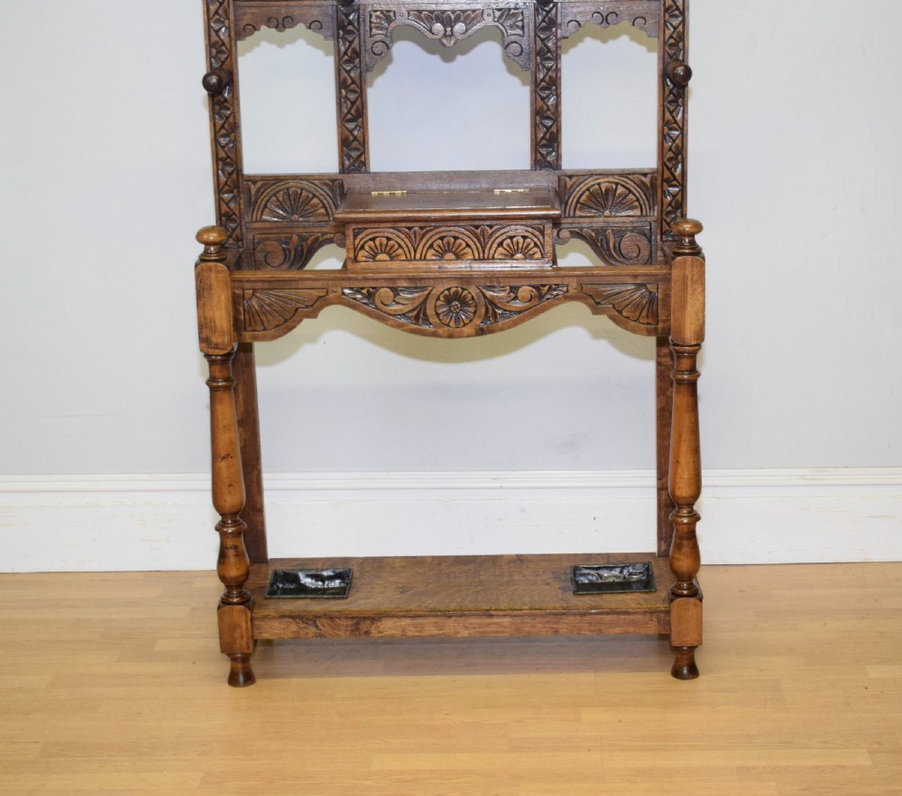 Antique Victorian Carved Oak Hall Stand View IX