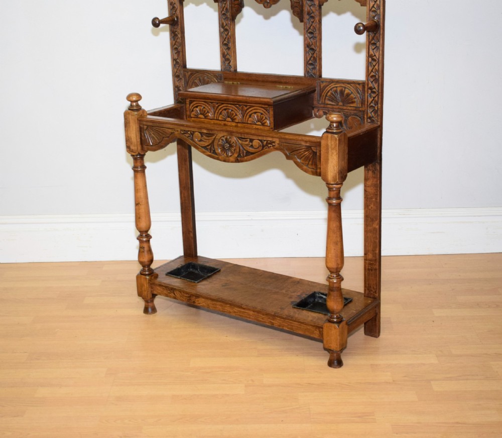 Antique Victorian Carved Oak Hall Stand View XIV