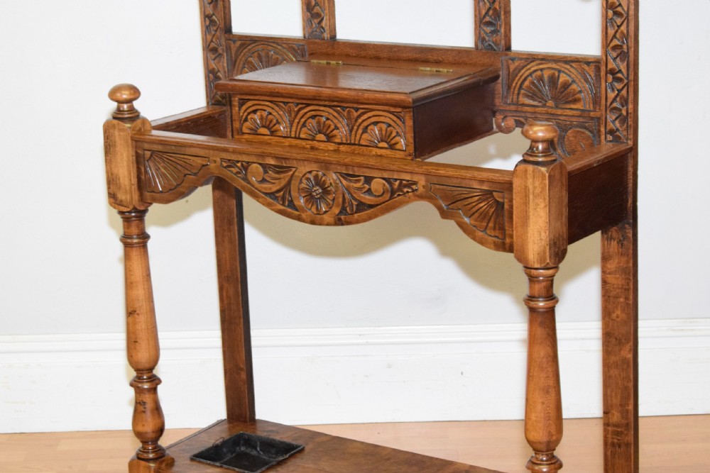 Antique Victorian Carved Oak Hall Stand View XV