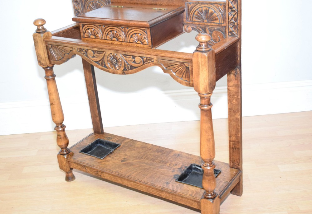 Antique Victorian Carved Oak Hall Stand View XVI