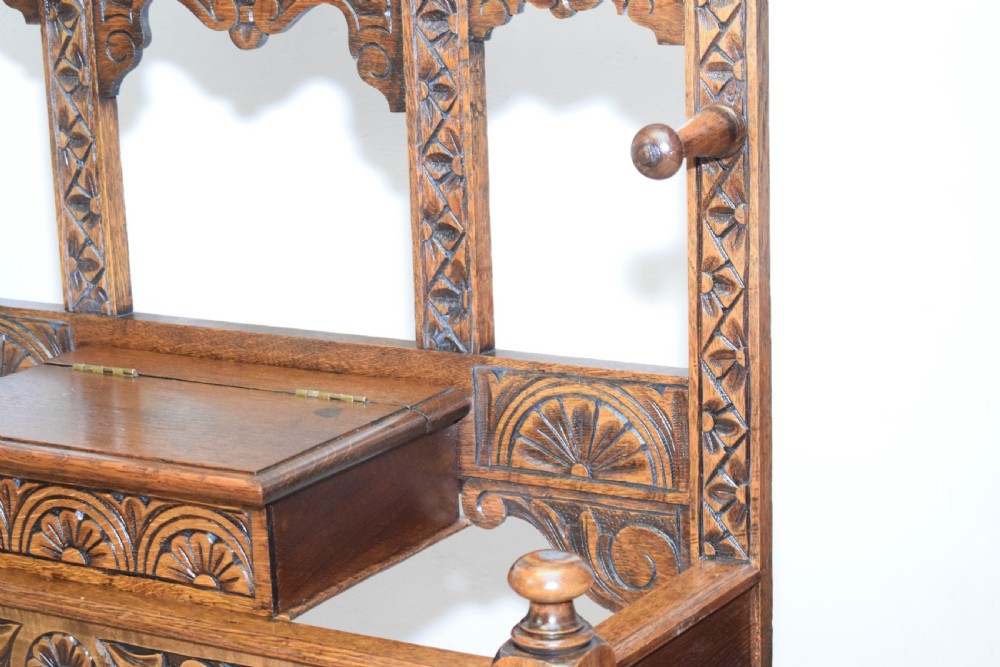 Antique Victorian Carved Oak Hall Stand View XVII